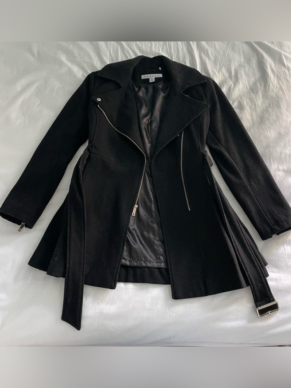 Kenneth Cole Black Zip Pea Coat